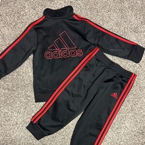Adidas Black and Red Tracksuit Boys Size 18Months